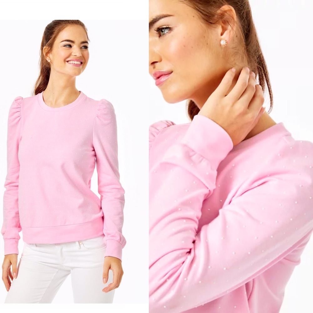 Lilly Pulitzer Jansen Pearl Pink Sweatshirt medium